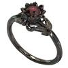 New Elegant Black Flower Shape Zircon Ring for Women Wedding Engagement Jewelry Accessory Sizes 5-11