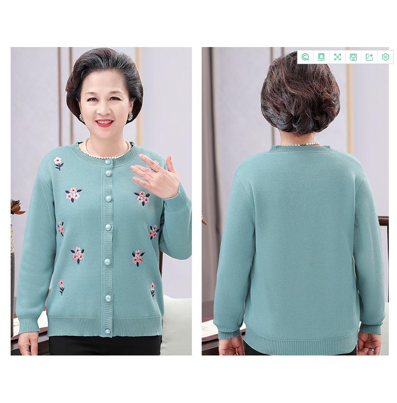 Осенне-зимний свитер с длинными рукавами плюс бархатный теплый вязаный свитер для женщин среднего и пожилого возраста, нижняя рубашка с вышивкой, женское пальто