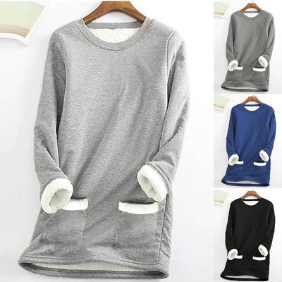 Женская рождественская толстая флисовая толстовка с принтом, теплое нижнее белье, топ