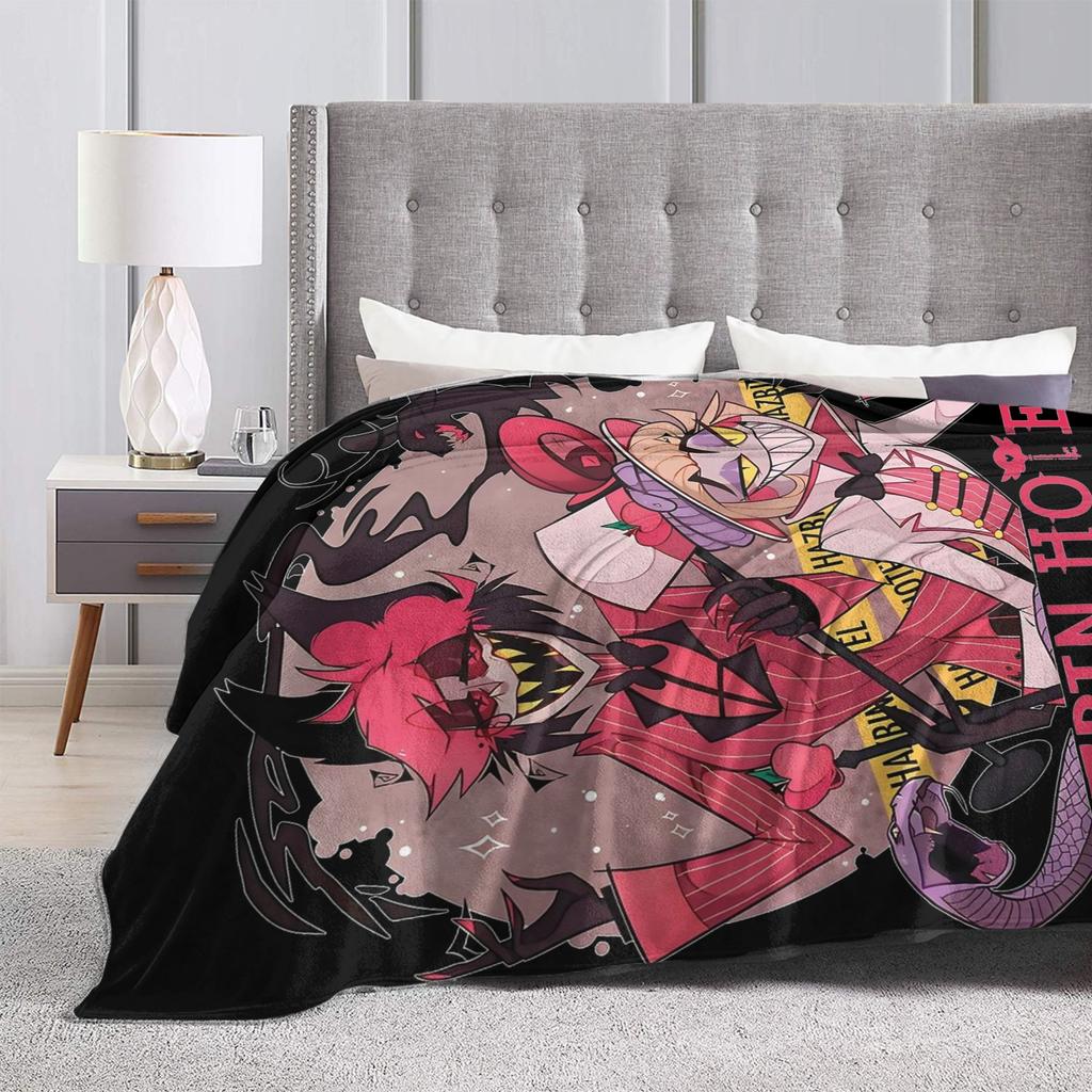 Hazbins Hotels Alastor and Lucifer Blanket Coral Fleece Plush Summer Demon Super Warm Throw Blankets for Sofa Car Rug Piece