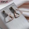 Kinel Vintage Geometric Rose Gold Color Clip Earrings For Women Natural Zircon Trendy Jewelry