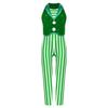 Girls Christmas Candy Cane Costume Sleeveless Stripes Sequins Bodysuit Dance Gymnastic Jumpsuit