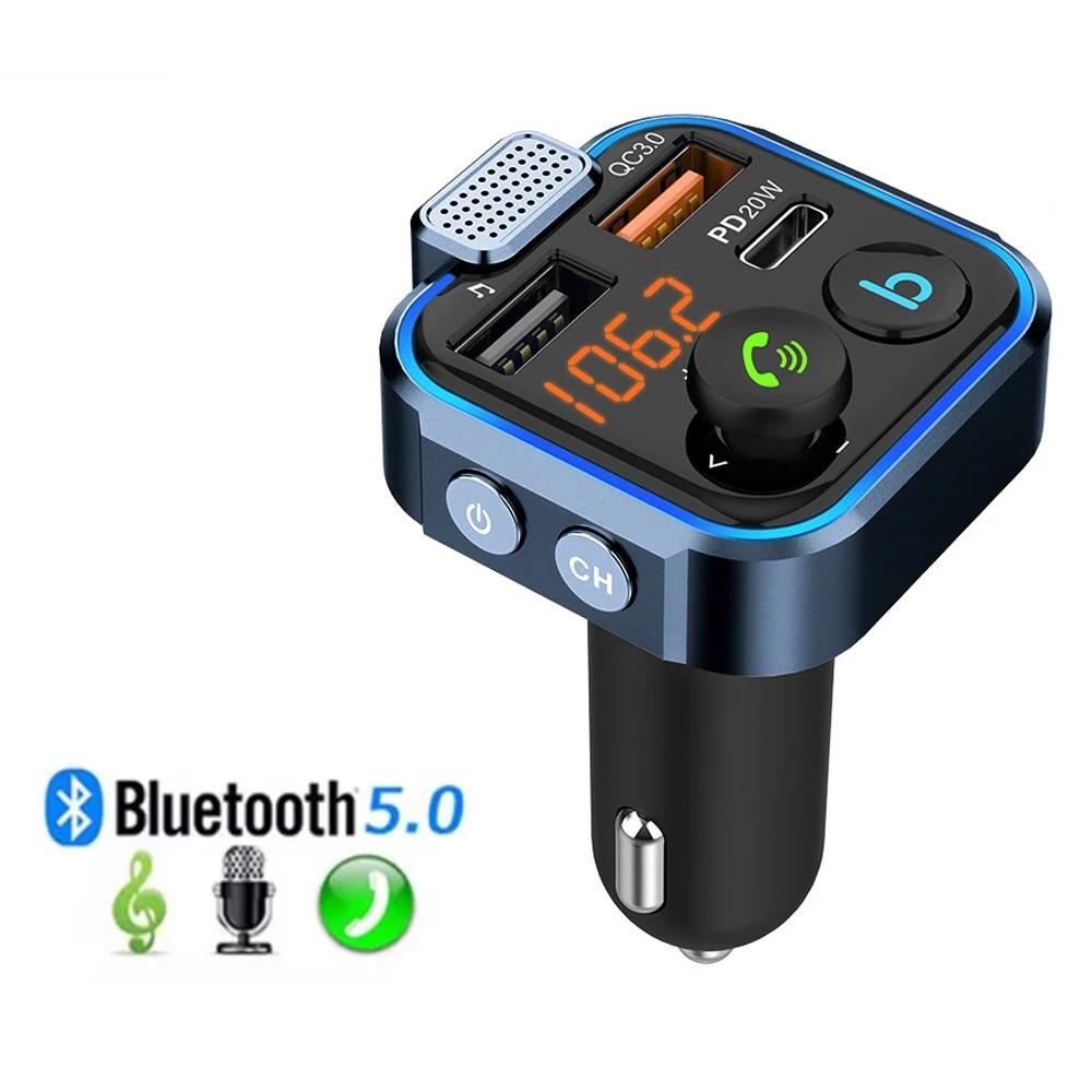 Wireless Bluetooth 5.0 Handsfree Car Fm Transmitter Dual USB Car Charger Auto Radio Fm Modulator Mp3 Player Black Adapter
