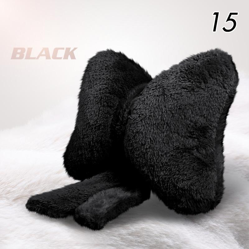 Женский плюшевый чехол для сиденья автомобиля с бантом, милый, для девочек, зимняя теплая автомобильная подушка, подголовник с бантом, подушка для талии, аксессуары для салона автомобиля