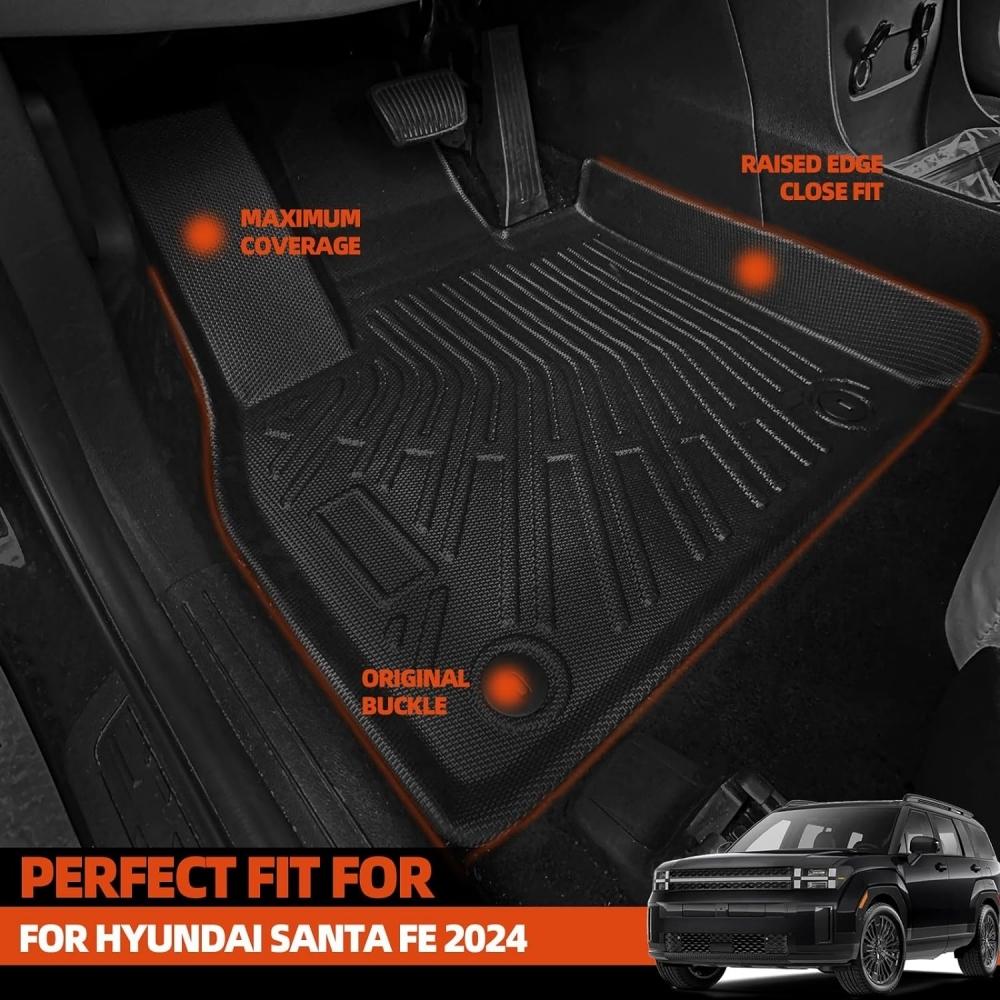 Коврики TPE для 2025 Hyundai Santa FE 5 Seater Всепогодная защита пола Подкладка для багажника Ковровое покрытие для пола(Негибридный)