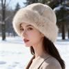 Ведро из флиса из оленьей кожи, простая универсальная шляпа, женская зимняя однотонная шляпа из искусственного кроличьего меха, монгольская теплая и холодная защита ушей, шляпа-ведро