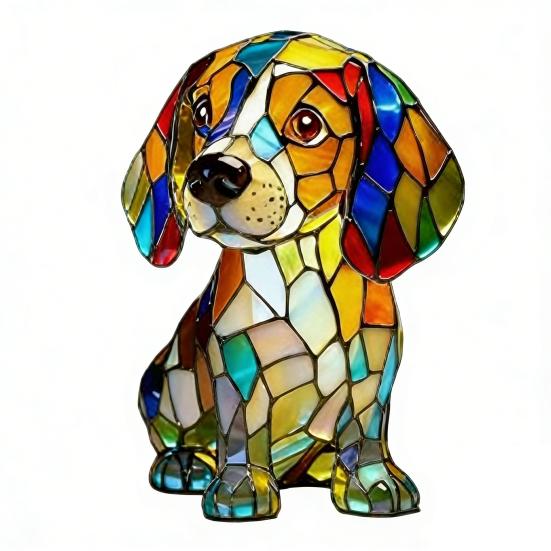 Rainbow Pup Night Light Handmade Vintage Dyed Resin 3D Puppy Lamp USB Powered Soft Warm LED Non-Glaring Decorative Gift for Dog Lovers Bedroom Desk