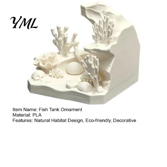 Underwater Landscaping Decor 3D Printed Coral Cave Aquarium Decoration for Small Fish Shrimp, Tank Ornament Hideout, Realistic Hollow Hiding
