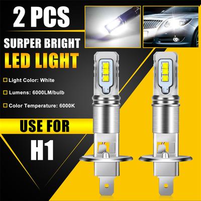 Комплект из 2 светодиодных ламп H1 6000K Super Bright White 6000Lm Drl для фар дальнего света