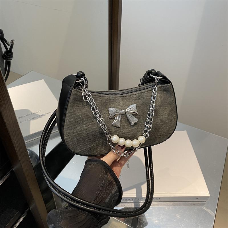 Ретро модная сумка-пельмень женская осенняя простая универсальная сумка через плечо Niche Bow Chain Messenger Bag