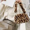 Fashion Women Cow Print Mini Shoulder Bags Female Winter Plush Underarm Leopard Zebra Pattern Fluffy Tote Bags Small Purses
