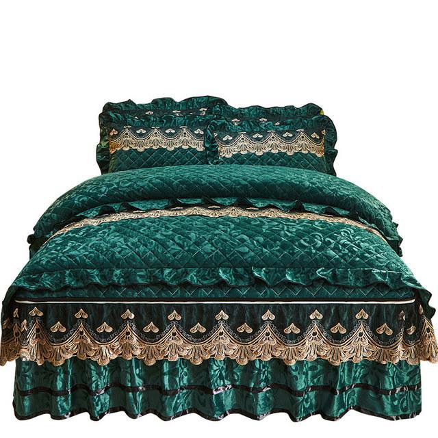 Стеганый бархатный пододеяльник, комплект двуспальной кровати 220x240, королевский размер, кружевное роскошное пододеяльник с вышивкой, однотонные 2 наволочки, мягкие
