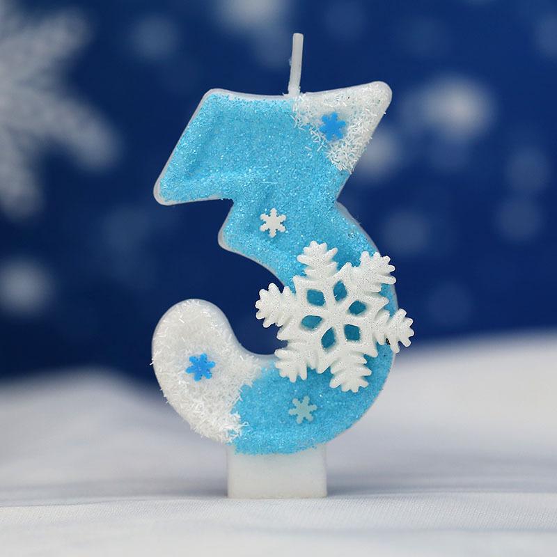 Blue Snowflake Birthday Frozen Candles 0-9 Number Cake Candle Princess Cake Topper Birthday Party Decoration Party Cake Supplies