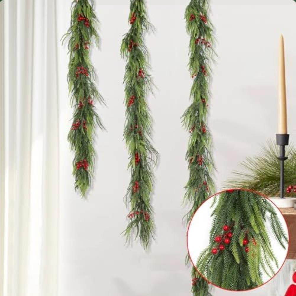 Artificial Pine Branch and Wreath Crafted with PVC for Natural Look Holiday Decorations and Arrangement Options