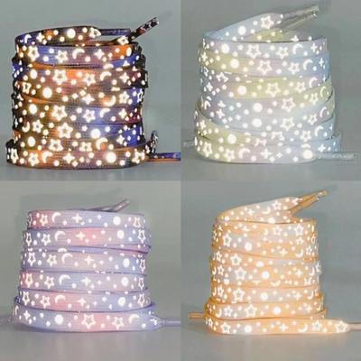 Светящиеся шнурки резинка для обуви шнурки со звездами и луной для кроссовок 100/120/140/160 см спортивные шнурки аксессуары