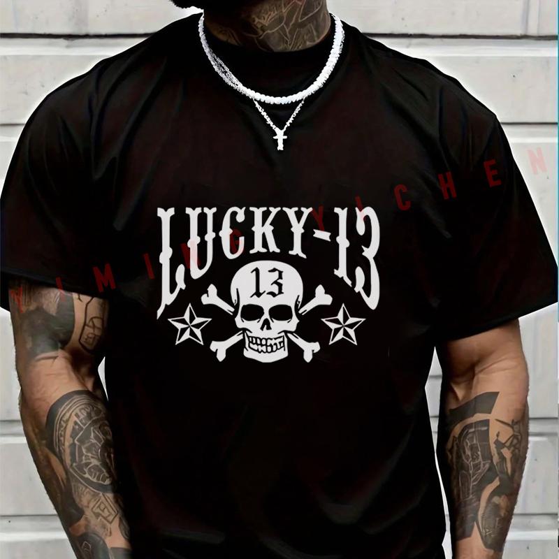 2026 Motorbike Men TShirt Casual Gothic Pirate Skull And Bones T-shirt Short Sleeve Summer Chopper Vintage Streetwear Top Tees