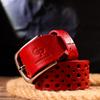 Ремень женский с перфорацией из натуральной кожи GRANDE PELLE Leather Belt 21477 Красный