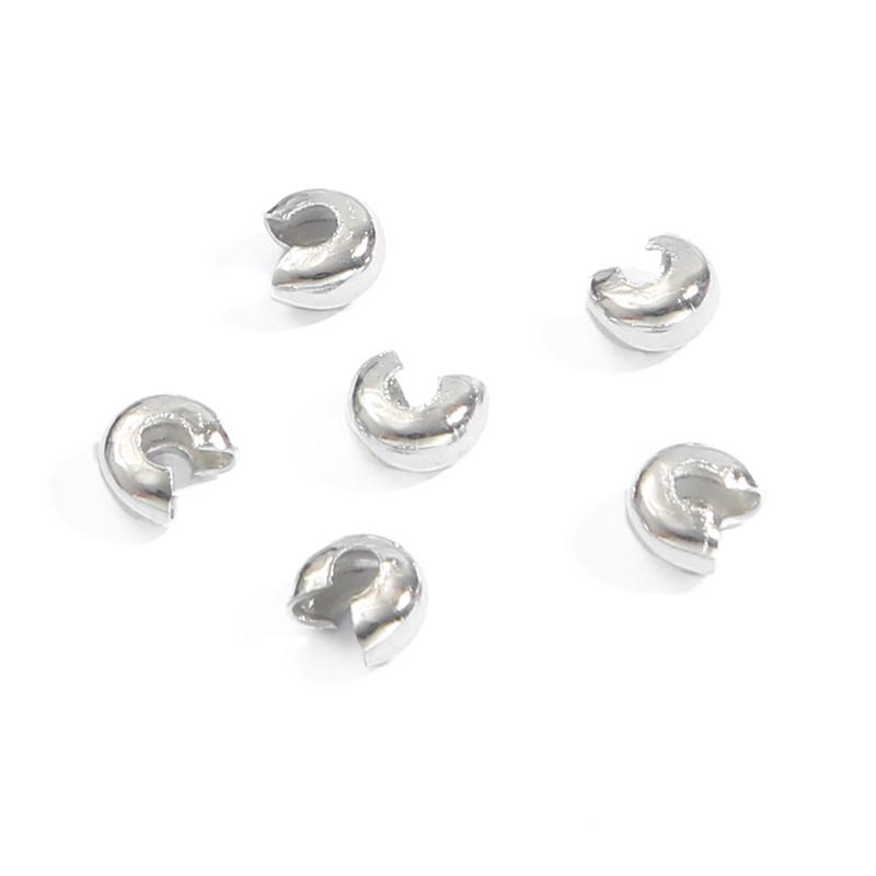 100 шт., железные обжимные чехлы для бусин, круглые обжимные крышки, зажимы, наконечники, крышка с узлом, металлическая крышка для самостоятельного поиска ювелирных изделий