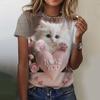 Женская футболка Животное Милый Кот 3D Принт Оверсайз Летняя Мода Новая Женская Одежда Y2k Топы Девушка