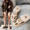 Women's Snow Boots New Autumn and Winter round-Toe Leopard Print Lace-up Furry Short Low-Cut Beige with Plush Winter Boots Cotton-Padded Shoes