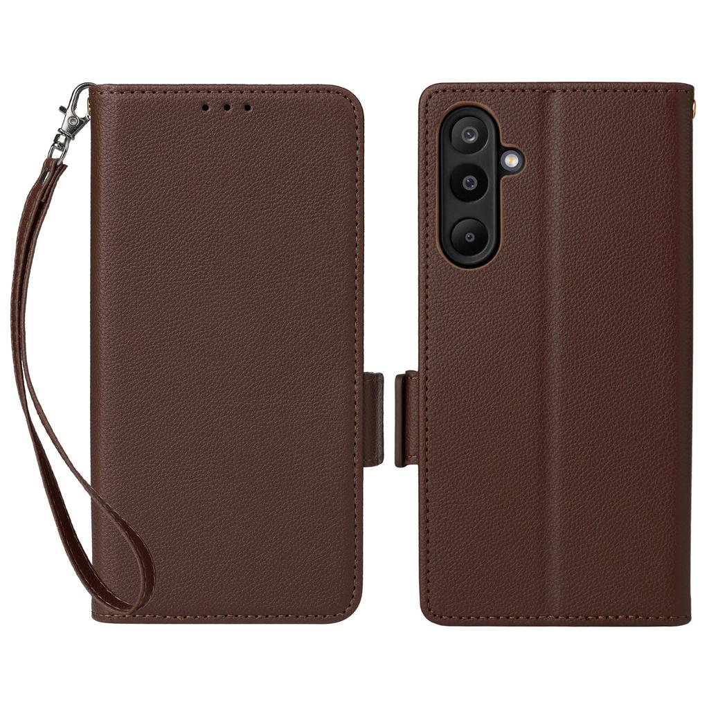 Чехол для Samsung Galaxy M16 5G/F16 5G с ремешком на запястье, текстура личи, кошелек из ПУ кожи, чехол для телефона