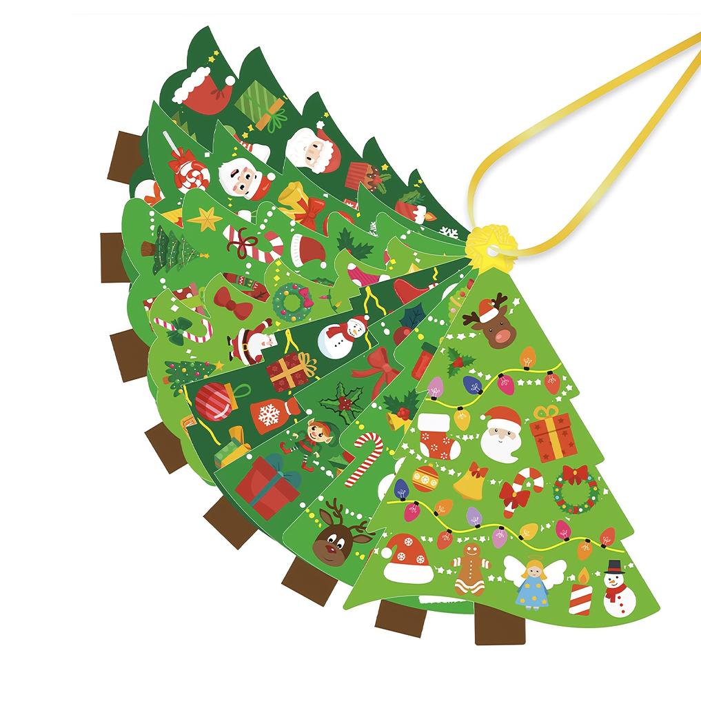 24 Sets Christmas Tree DIY Craft Kit - Create Your Own Holiday Greeting Cards with Stickers, Perfect for Xmas Parties, Decor