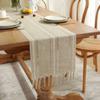 New! Farmhouse Rustic Style Table Runner With Tassel 33x183cm/13x72inch For Holiday Party Dining Room