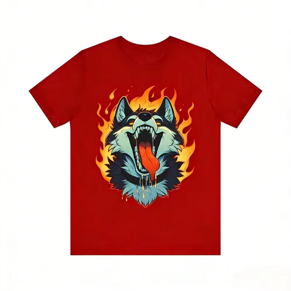 2026 Summer Unisexs Wolf Print Round Neck Tshirt Made Of 100 Pure Cotton Soft And Breathable Outdoor Casual Short Sleeved Shirt