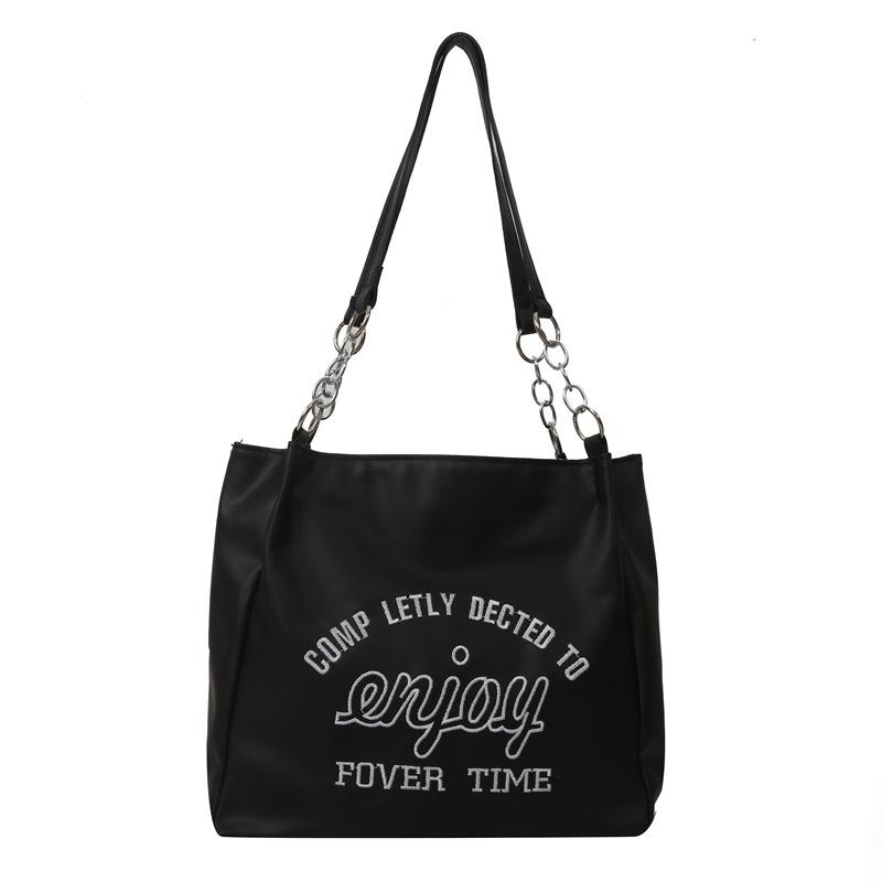 Letter Printing Simple Large-Capacity Tote Bag Pendant Chain Portable Shoulder Underarm Bag Female Tide