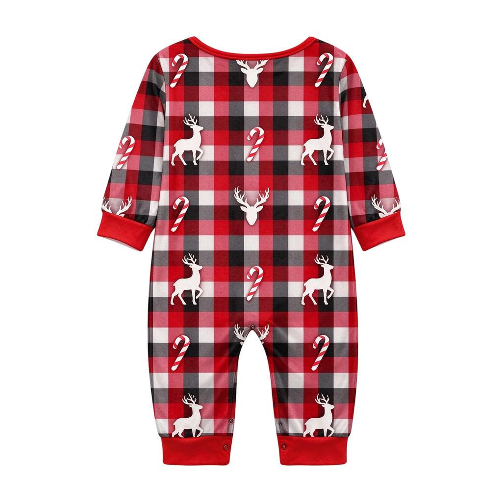 Christmas Print Neck Long Sleeve Top and Pants Matching Family Loungewear Set