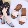 Fashion Big Size Women Slippers Candy Color Slides Woman Shoes Summer Flats Denim Slippers Lace Slide Wrinkle Ladies Shoes Zapatos Mujer