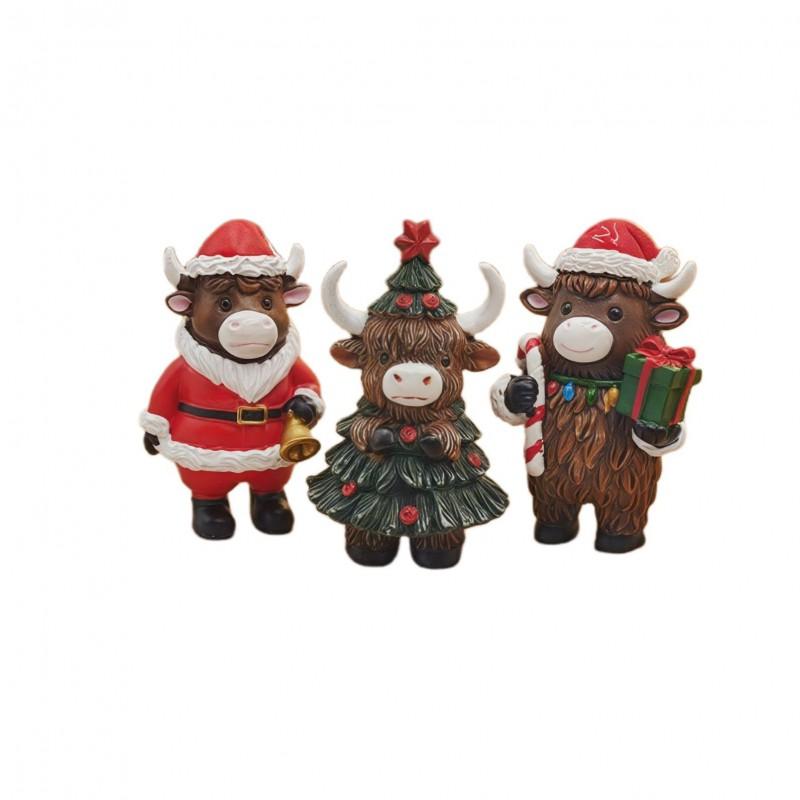 Cute Highland Cow Figurine Christmas Halloween Home Garden Decor Gift