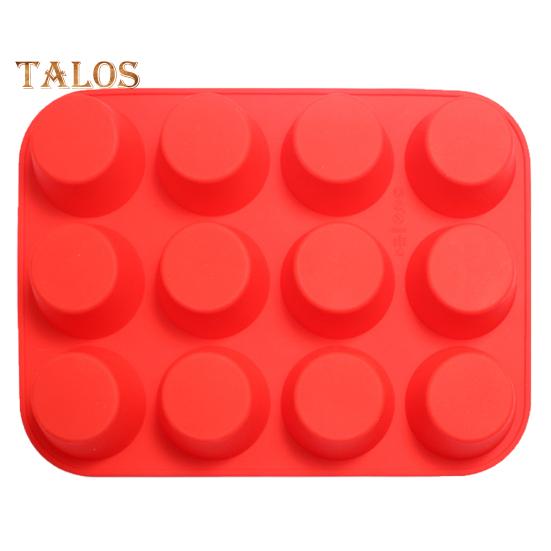 Round Silicone Muffin Mold 12 Cavities Food Grade Easy Release Cake Chocolate Candy Ice Cube DIY Baking Mold Kitchen Supplies