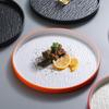 Round Steak Plate Stone Grain Dessert Dishes Plate Simple Fruit Salad Plate Restaurant