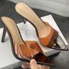 Fashion New Summer Women's High-heeled Sandals Simple Transparent High-heeled Slippers Stiletto Pointed Open-toed Slippers Mules