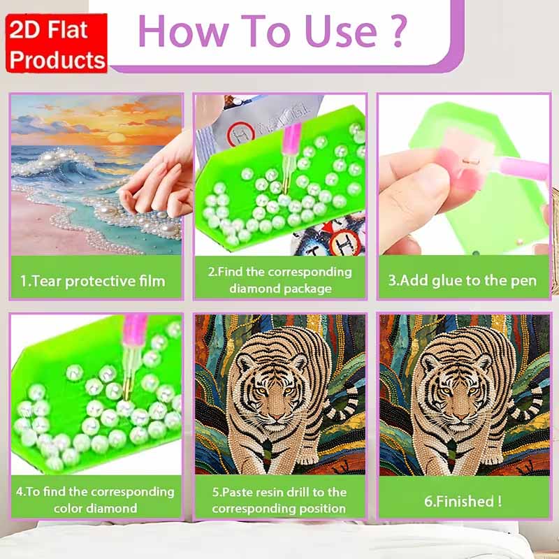 Tiger Pearl Painting DIY Living Room Hanging Painting Art Ornament Decorative Painting Home Decoration