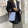 Small Fresh Plaid Canvas Bag, Portable Handbag, Bucket Bag, Women's Portable Satchel, Small Bag for Work