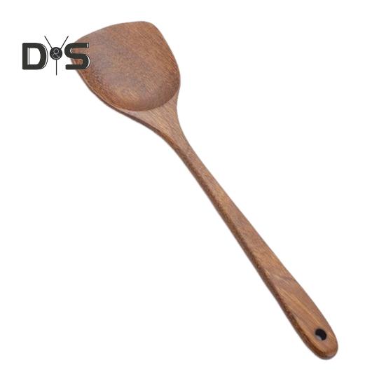 Деревянная ложка для риса с длинной ручкой, плоская лопатка для жарки, половник, кухонная утварь с закругленными краями, кухонные принадлежности
