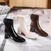 Short Boots Women's High Heels New Women's Boots Martin Boots Rear Zipper Square Heel Single Boots Medium Heel Boots