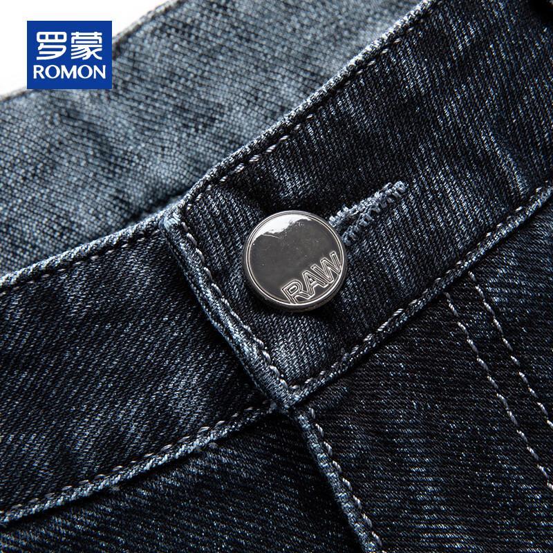 ROMON Мужские плотные осенне-зимние эластичные джинсы прямого кроя