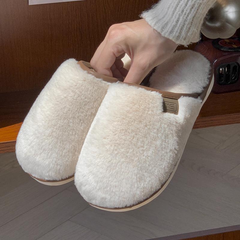 Soft Cotton Plush Winter Slippers: Warm, Non-Slip Indoor Footwear for Couples