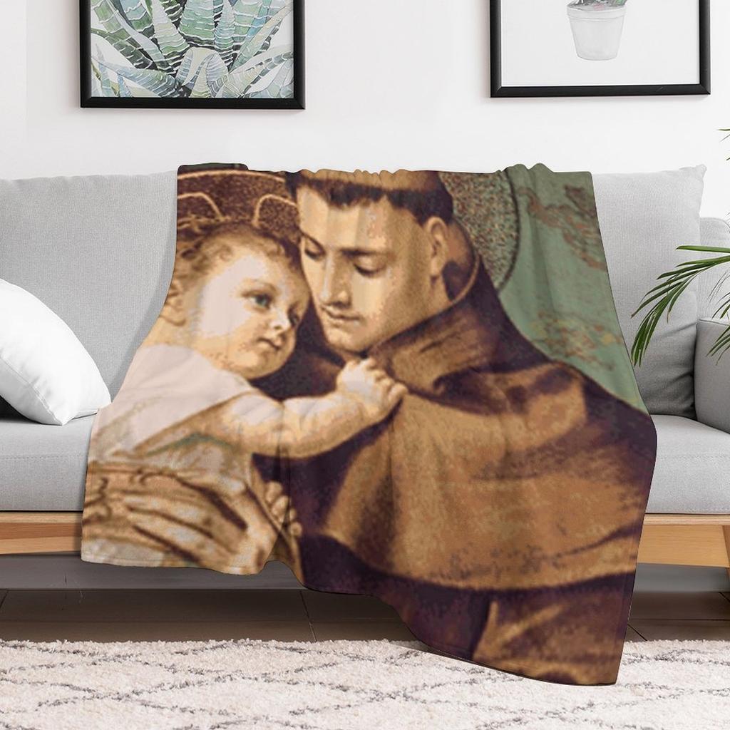 St Anthony of Padua Throw Blanket Warm Accent Blanket for Living Room Decoration
