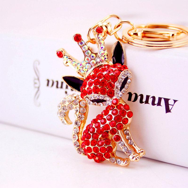 "Adorable Crystal Fox Crown Keychain - Women's Bag Accessory & Small Gift 837"