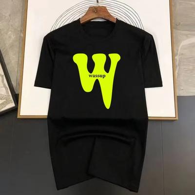 Футболка с принтом бренда класса люкс Funny Wassup для мужчин, летняя винтажная унисекс Ulzzang, свободная футболка Y2k, топы с коротким рукавом для мужчин