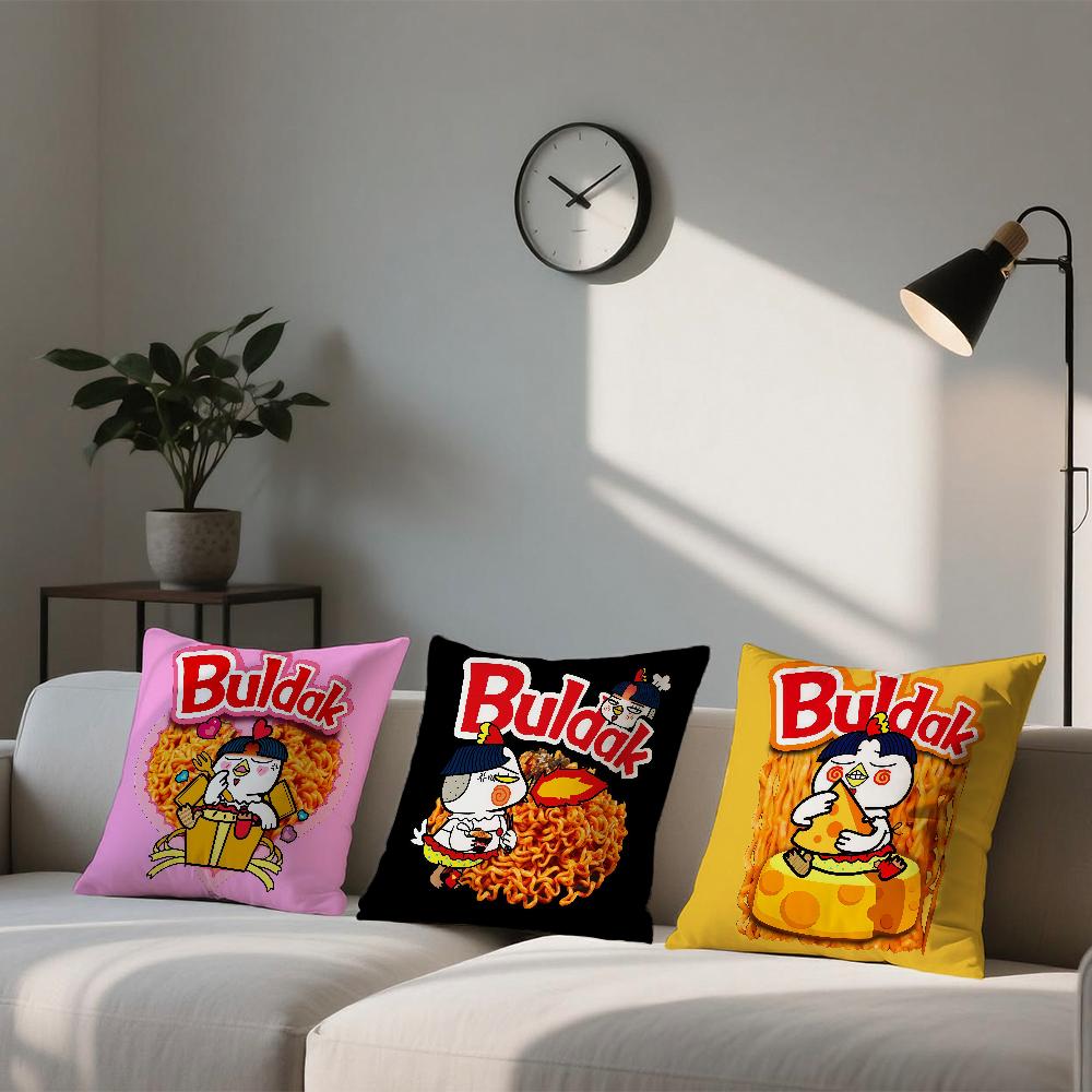Чехол на подушку B-Buldak Ramen Квадратный чехол на диванную подушку Повседневный, приятный для кожи, удобный чехол на подушку
