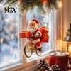 Lightweight Wood Holiday Gift Tags 8/16/24/32Pcs 2D Flat Christmas Wooden Ornaments, Santa Claus Riding Bicycle Hanging Tree Accessories Decor,