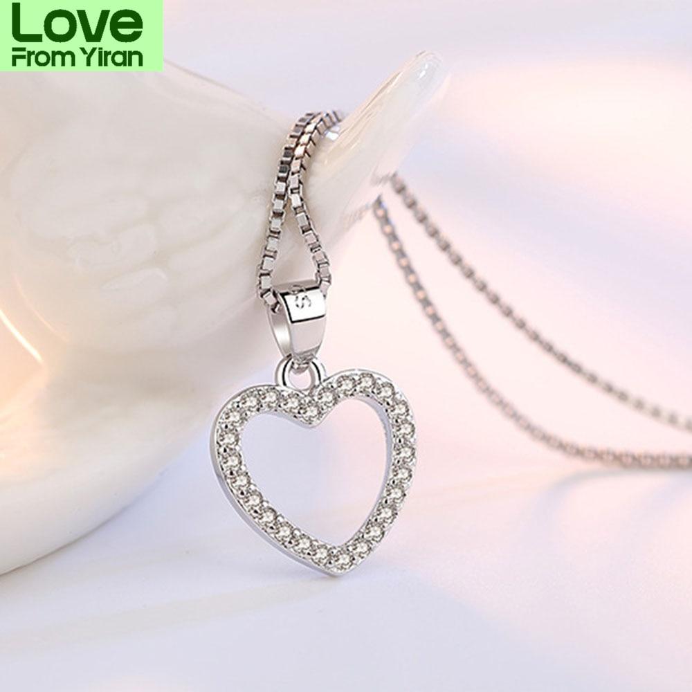 Новые женские ожерелья из стерлингового серебра 925 пробы с подвеской в виде пятиконечной звезды в форме сердца, качественные циркониевые ключичные цепочки, длина ювелирных изделий 45 см