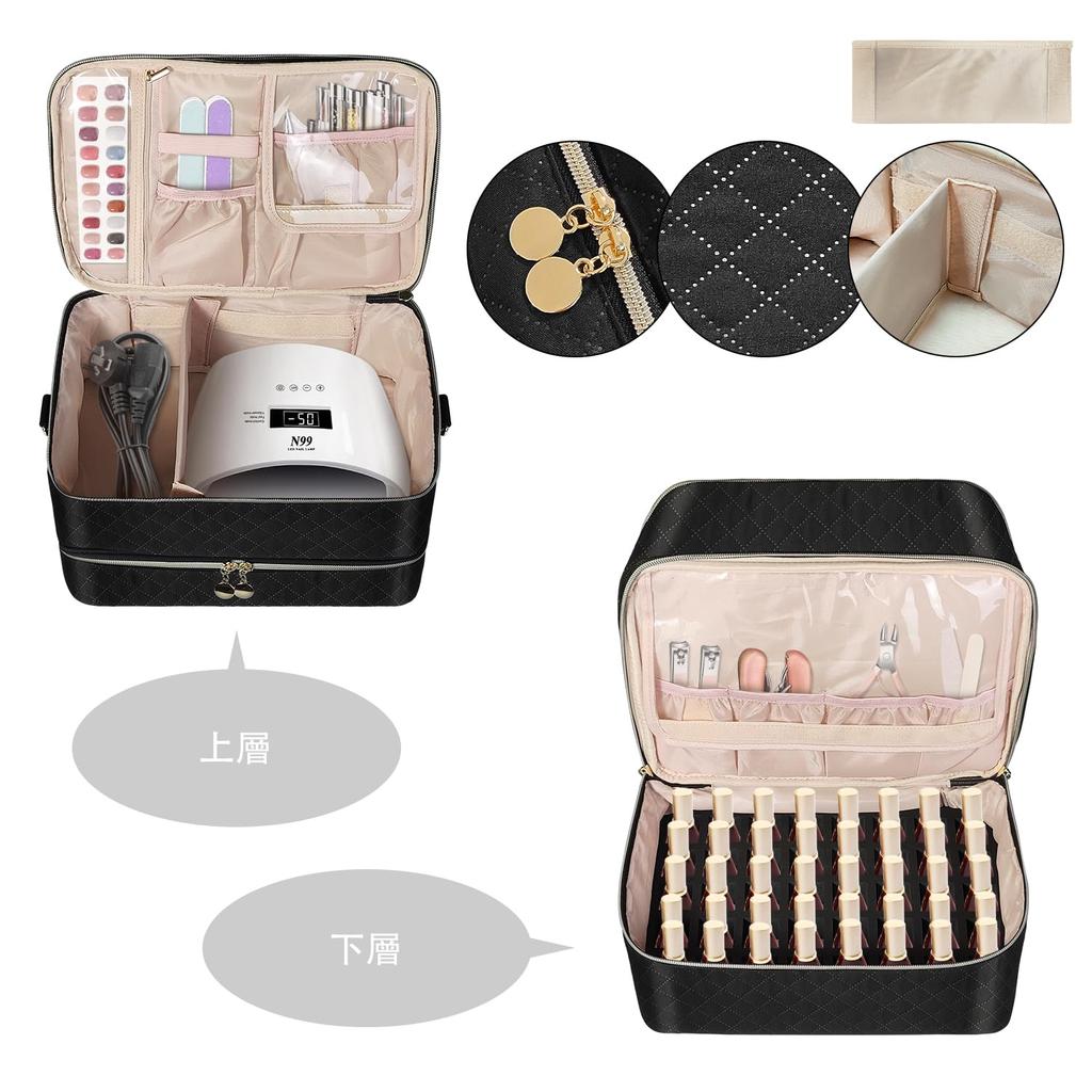 BOHEMIABY Nail Storage Nail Box for Nail Polish and Other Professional Nail Nail Storage with Sturdy Handle Box, Manicures, Lamps, Accessories, Bag,