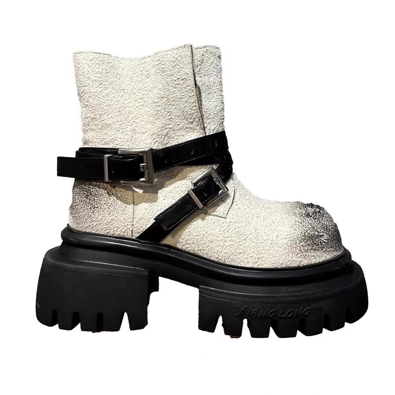 Женские ботильоны на плоской платформе из замши, зимние дизайнерские туфли, уютные женские ботинки 2025, новые повседневные готические челси, женские ботильоны