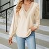 JKASHDK Женские модные повседневные весенне-осенние свободные блузки и рубашки с v-образным вырезом и длинными рукавами